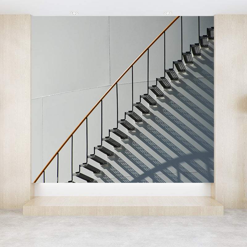 Grey Partial Stairs Mural Wallpaper Moisture Resistant Wall Decor for Sitting Room Grey Clearhalo 'Wall Decor' 'Wall Mural' 1595835