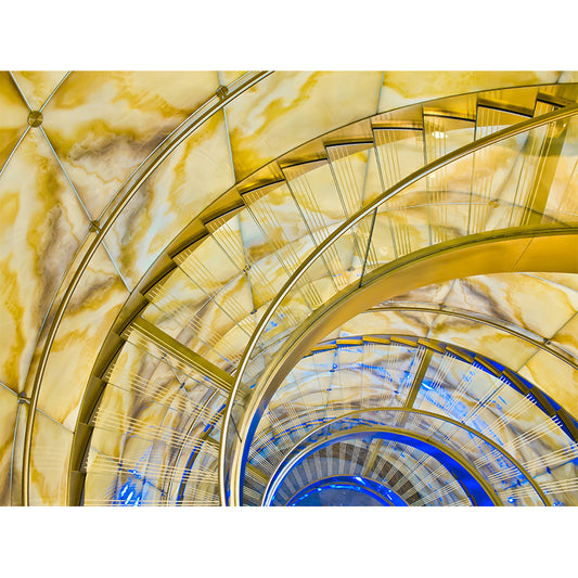 Non-Woven Washable Mural Modern Third Quarter Spiral Staircase Wall Art in Yellow Clearhalo 'Wall Decor' 'Wall Mural' 1595843