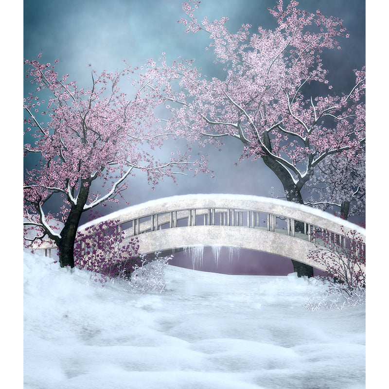 Stain-Proof Flower and Bridge Mural Non-Woven Texture Modern Wall Art for Guest Room Clearhalo 'Wall Decor' 'Wall Mural' 1595858