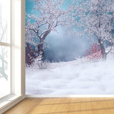 Illustration Winter Flower Scene Mural Great Wall Decor for Dining Room, Personalize Clearhalo 'Wall Decor' 'Wall Mural' 1595861