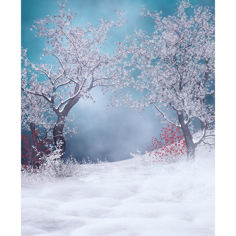 Illustration Winter Flower Scene Mural Great Wall Decor for Dining Room, Personalize Clearhalo 'Wall Decor' 'Wall Mural' 1595863