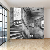 Photography Stone Swirl Stairway Mural for Living Room, Grey, Custom Size Available Clearhalo 'Wall Decor' 'Wall Mural' 1595892