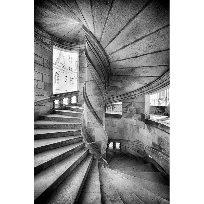 Photography Stone Swirl Stairway Mural for Living Room, Grey, Custom Size Available Clearhalo 'Wall Decor' 'Wall Mural' 1595893