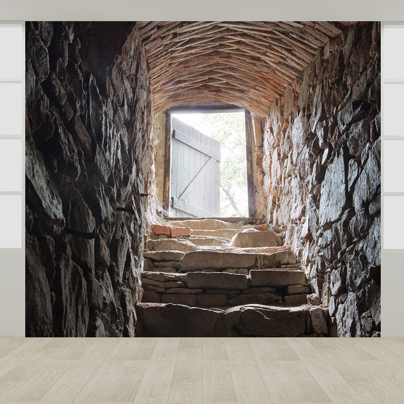 Pewter Cellar Stairway Wall Mural Water-Proof Modernist Dining Room Wall Decoration Pewter Clearhalo 'Wall Decor' 'Wall Mural' 1595900