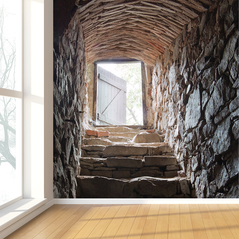 Pewter Cellar Stairway Wall Mural Water-Proof Modernist Dining Room Wall Decoration Clearhalo 'Wall Decor' 'Wall Mural' 1595901