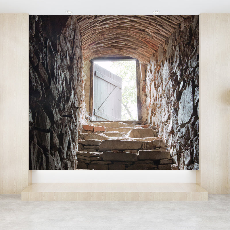 Pewter Cellar Stairway Wall Mural Water-Proof Modernist Dining Room Wall Decoration Clearhalo 'Wall Decor' 'Wall Mural' 1595902