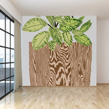 Huge Pot Plant Mural Decal Wood Non-Woven Wallpaper for Indoor Decor, Personalised Clearhalo 'Wall Decor' 'Wall Mural' 1595957