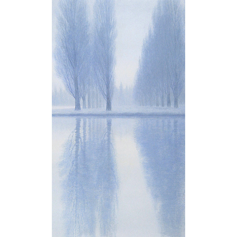 Blue Wild Trees Mural Wallpaper Stain-Proofing Contemporary Bathroom Wall Covering Clearhalo 'Wall Decor' 'Wall Mural' 1595983