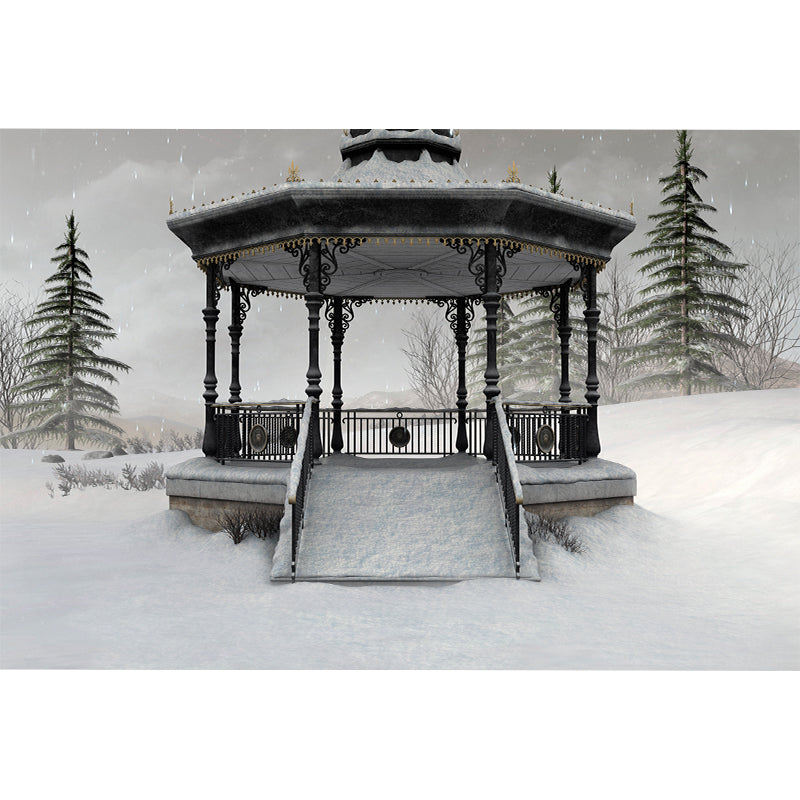 Severe Winter Pavilion Mural Wallpaper Contemporay Non-Woven Material Wall Covering Clearhalo 'Wall Decor' 'Wall Mural' 1596008