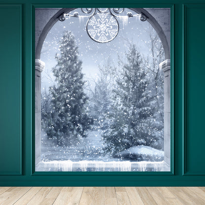 Gray Winter Pine Trees Mural Wallpaper Forest Modern Washable Wall Covering for Playroom Grey Clearhalo 'Wall Decor' 'Wall Mural' 1596030