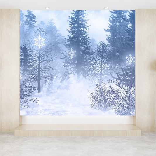 Mysterious Forest Scene Mural Wallpaper for Dining Room, Blue, Custom Size Available Clearhalo 'Wall Decor' 'Wall Mural' 1596067