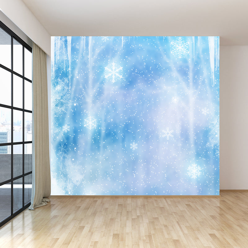 Modern Snow Crystals Mural Wallpaper Non-Woven Waterproof Blue Wall Art for Boys Room Clearhalo 'Wall Decor' 'Wall Mural' 1596071