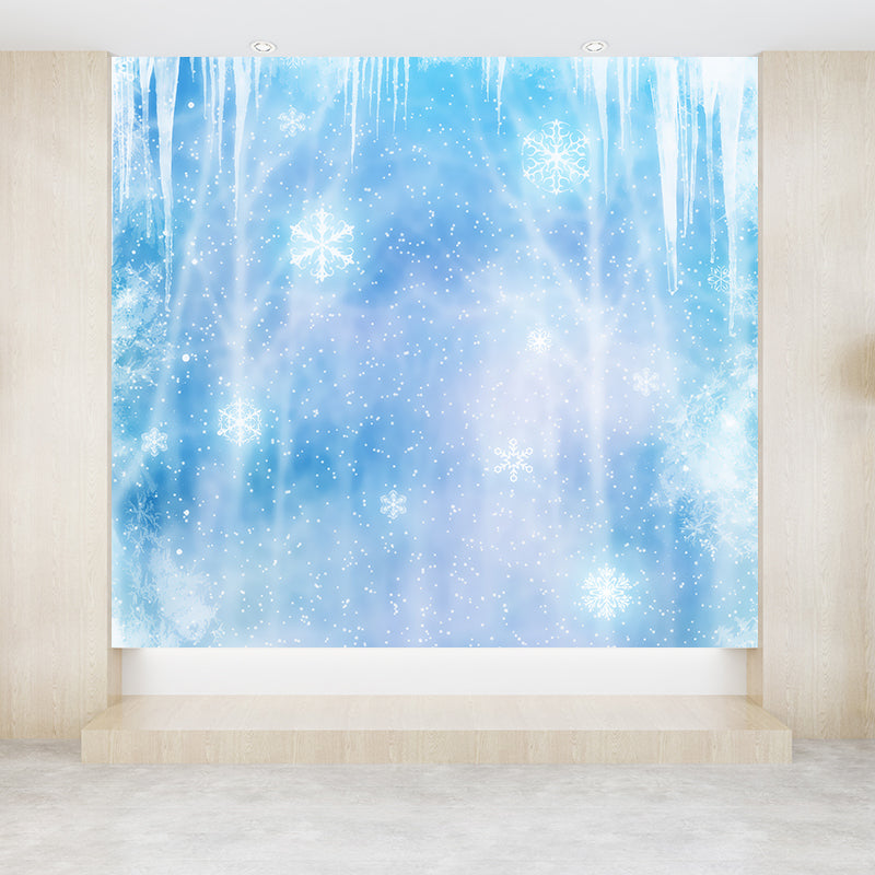 Modern Snow Crystals Mural Wallpaper Non-Woven Waterproof Blue Wall Art for Boys Room Clearhalo 'Wall Decor' 'Wall Mural' 1596072