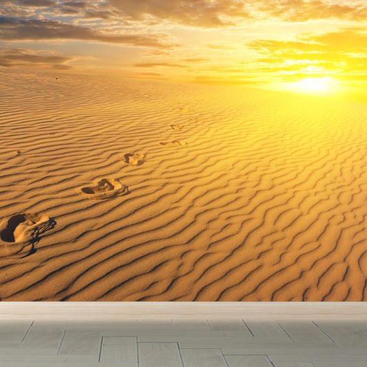 Dusk Sand Wave Desert Mural Yellow and Blue Modernism Wall Decor for Living Room Clearhalo 'Wall Decor' 'Wall Mural' 1596305