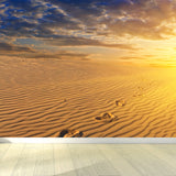 Dusk Sand Wave Desert Mural Yellow and Blue Modernism Wall Decor for Living Room Clearhalo 'Wall Decor' 'Wall Mural' 1596306