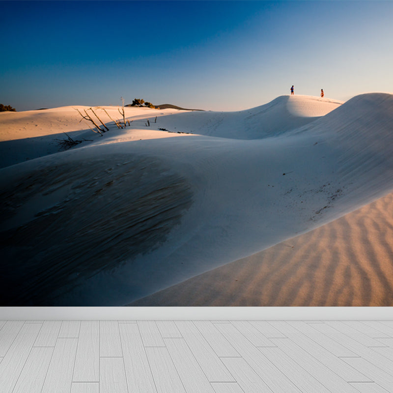 Modern Backlit Dune Scenery Mural Non-Woven Moisture Resistant White Wall Art for Home Clearhalo 'Wall Decor' 'Wall Mural' 1596310