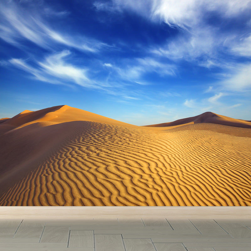 Dune and Sky Scenery Mural Contemporary Moisture Resistant Bedroom Wall Covering, Custom Yellow Clearhalo 'Wall Decor' 'Wall Mural' 1596344