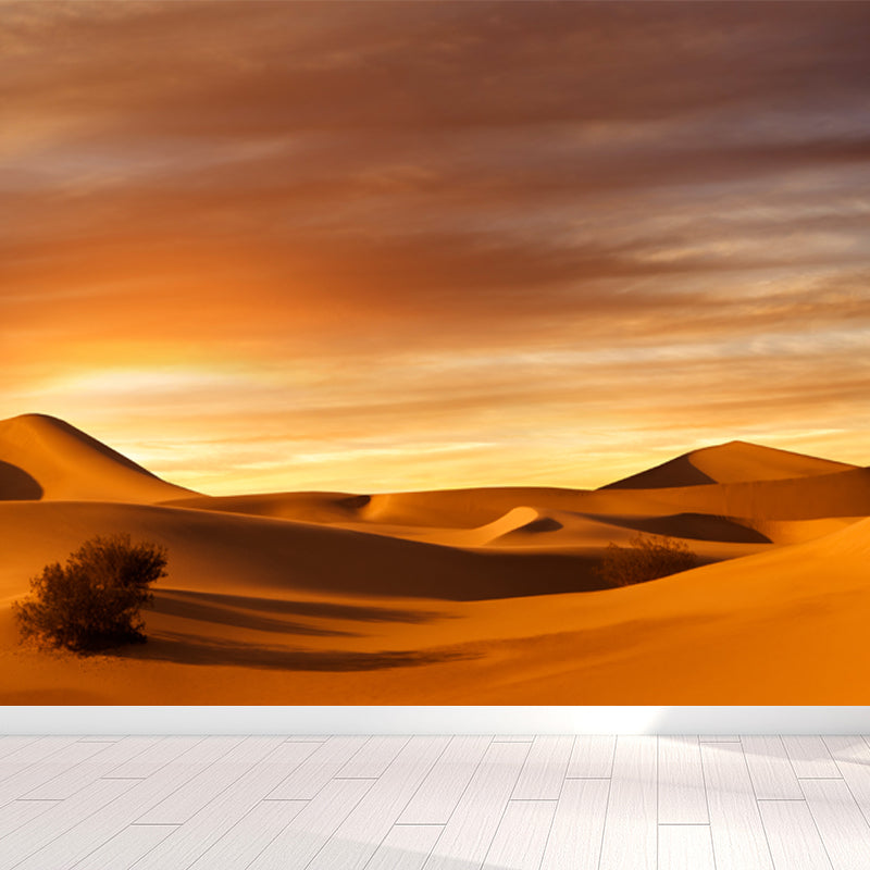 Huge Desert Sunset View Mural Modern Enchanting Dune Landscape Wall Decor in Yellow Yellow Clearhalo 'Wall Decor' 'Wall Mural' 1596354