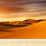 Huge Desert Sunset View Mural Modern Enchanting Dune Landscape Wall Decor in Yellow Clearhalo 'Wall Decor' 'Wall Mural' 1596356