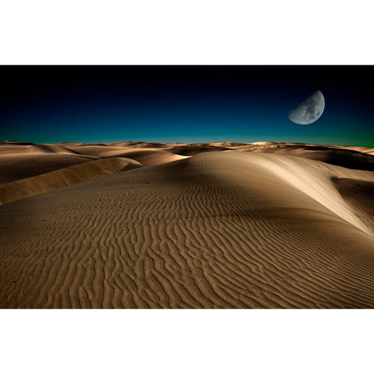 Modern Half-Moon Scenery Mural Yellow and Blue Desert at Night Wall Decor for Living Room Clearhalo 'Wall Decor' 'Wall Mural' 1596387