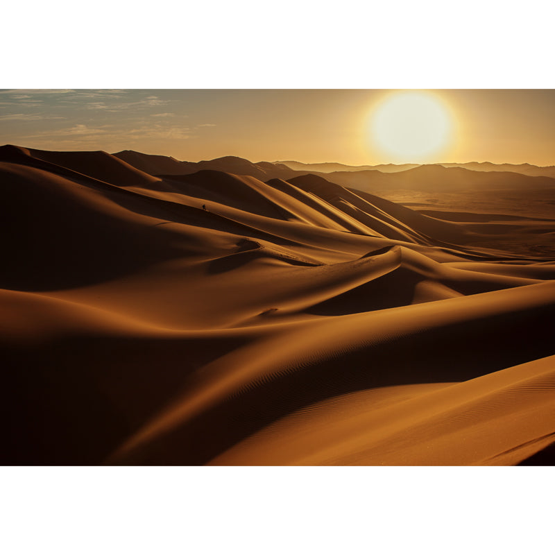 Non-Woven Stain-proof Mural Modern Sand Dunes and Big Sun Landscape Wall Art in Yellow Clearhalo 'Wall Decor' 'Wall Mural' 1596392