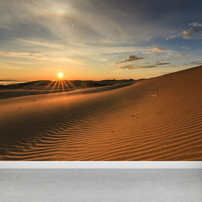 Abroad Sand Dune Waves Mural for Home Sunset Desert Landscape Wall Decor, Custom Made Yellow Clearhalo 'Wall Decor' 'Wall Mural' 1596394