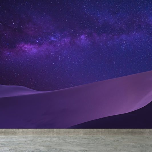 Dune and Starry Night Mural Wallpaper Purple Modern Romantic Wall Art for Living Room Clearhalo 'Wall Decor' 'Wall Mural' 1596410