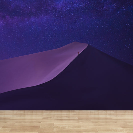 Dune and Starry Night Mural Wallpaper Purple Modern Romantic Wall Art for Living Room Clearhalo 'Wall Decor' 'Wall Mural' 1596411