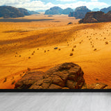 Modernism Desert Landscape Mural Decal Yellow Plant and Rock Mountain Wall Covering Clearhalo 'Wall Decor' 'Wall Mural' 1596415