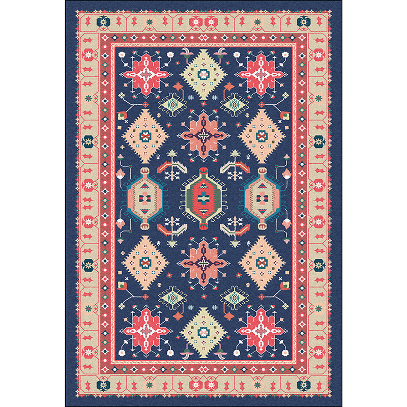 Southwestern Living Room Rug in Blue Tribal Geometric Print Rug Polyester Washable Area Rug Clearhalo 'Area Rug' 'Rugs' 'Southwestern' Rug' 1596466
