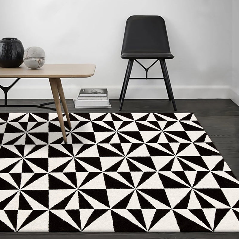 Black and White Bedroom Rug Modern Geometric Triangle Pattern Area Rug ...