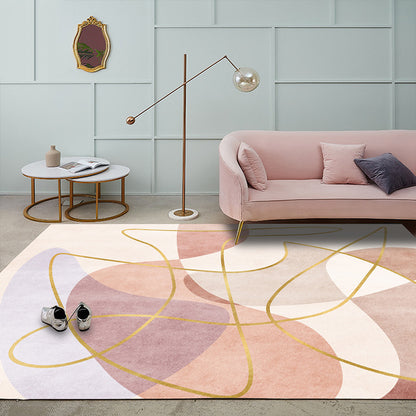 Scandinavian Novelty Rug in Pink Colorblock Line Pattern Rug Polyester Machine Washable Carpet for Home Decoration Pink Clearhalo 'Area Rug' 'Rug' 1596536