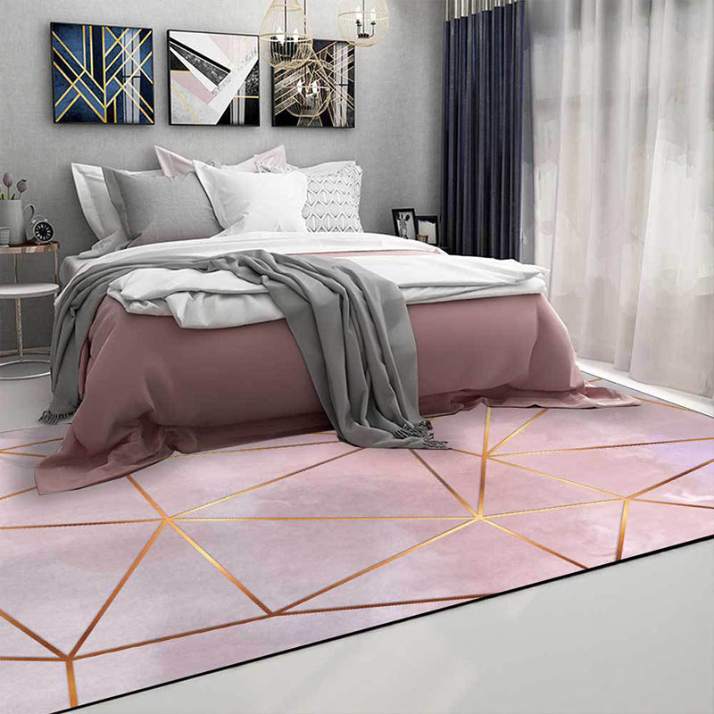 Modern Geometric Pattern Rug Pink Polyester Rug Washable Non-Slip Backing Area Rug for Living Room Pink Clearhalo 'Area Rug' 'Rug' 1596552