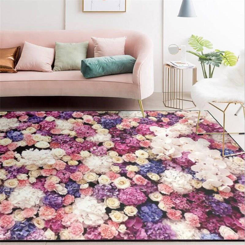 French Country Floral Pattern Rug Purple and Pink Polyester Rug Machine Washable Non-Slip Backing Area Rug for Living Room Clearhalo 'Area Rug' 'French Country' 'Rugs' Rug' 1596569