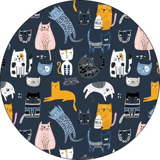 Simple Kids Rug in White and Blue Animal Giraffe Penguin Rabbit Pattern Rug Polyester Washable Carpet for Nursery