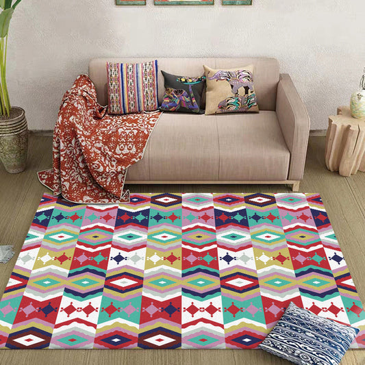 Multicolor Bohemian Rug Polyester Tribal Pattern Rug Washable Non-Slip Backing Carpet for Living Room Red Clearhalo 'Area Rug' 'Bohemian' 'Rugs' Rug' 1596632