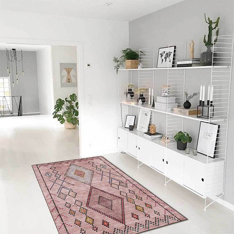 Pink Bohemian Rug Polyester Geometric Dotted Line Pattern Rug Washable Non-Slip Backing Carpet for Living Room Clearhalo 'Area Rug' 'Bohemian' 'Rugs' Rug' 1596641