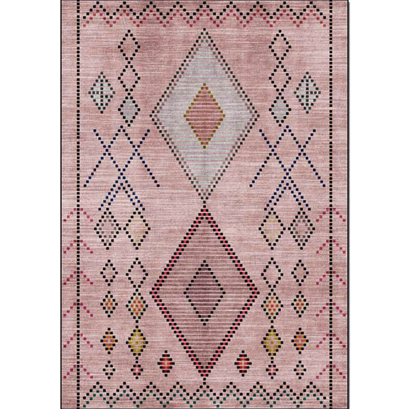 Pink Bohemian Rug Polyester Geometric Dotted Line Pattern Rug Washable Non-Slip Backing Carpet for Living Room Clearhalo 'Area Rug' 'Bohemian' 'Rugs' Rug' 1596642
