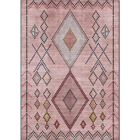 Pink Bohemian Rug Polyester Geometric Dotted Line Pattern Rug Washable Non-Slip Backing Carpet for Living Room Clearhalo 'Area Rug' 'Bohemian' 'Rugs' Rug' 1596642