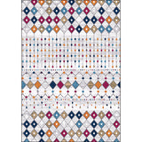 Unique Geometric Pattern Rug White Multicolor Vintage Rug Polyester Washable Anti-Slip Backing Area Rug for Bedroom Clearhalo 'Area Rug' 'Bohemian' 'Rugs' Rug' 1596650