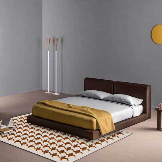 Nordic Modern Rug in Ivory Plaid Houndstooth Pattern Rug Polyester Non-Slip Pet Friendly Carpet for Home Decoration Orange Red Clearhalo 'Area Rug' 'Modern' 'Rugs' Rug' 1596690