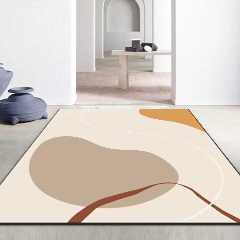 Casual Novelty Rug in Ivory Colorblock Lines Pattern Rug Polyester Non-Slip Carpet for Home Decoration Beige Clearhalo 'Area Rug' 'Rug' 1596770