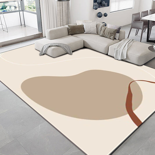 Casual Novelty Rug in Ivory Colorblock Lines Pattern Rug Polyester Non-Slip Carpet for Home Decoration