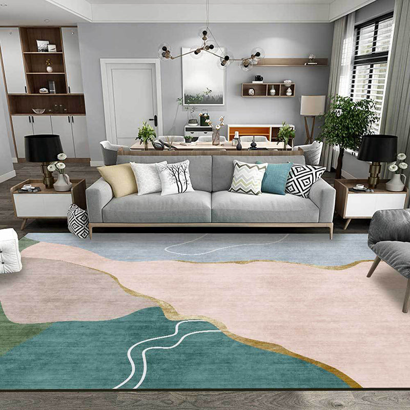 Simple Novelty Rug Colorful Colorblock Lines Pattern Rug Polyester Non-Slip Backing Carpet for Home Decoration Light Pink Clearhalo 'Area Rug' 'Rug' 1596802