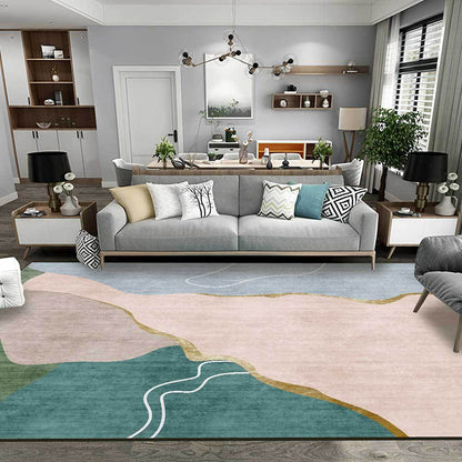 Simple Novelty Rug Colorful Colorblock Lines Pattern Rug Polyester Non-Slip Backing Carpet for Home Decoration Light Pink Clearhalo 'Area Rug' 'Rug' 1596802