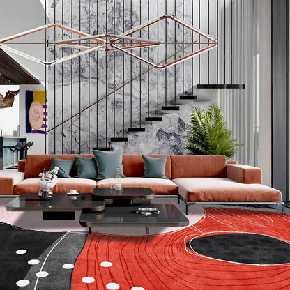 Novelty Living Room Rug in Red and Black Color Block Dots Line Print Rug Polyester Washable Stain-Resistant Area Rug Red Clearhalo 'Area Rug' 'Rug' 1596810