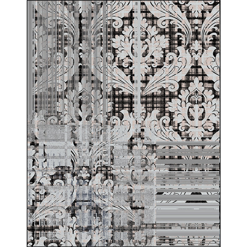 Shabby Chic Paisley Pattern Rug Grey Polyester Rug Machine Washable Non-Slip Backing Area Rug for Living Room Clearhalo 'Area Rug' 'Rugs' 'Shabby Chic' Rug' 1596820