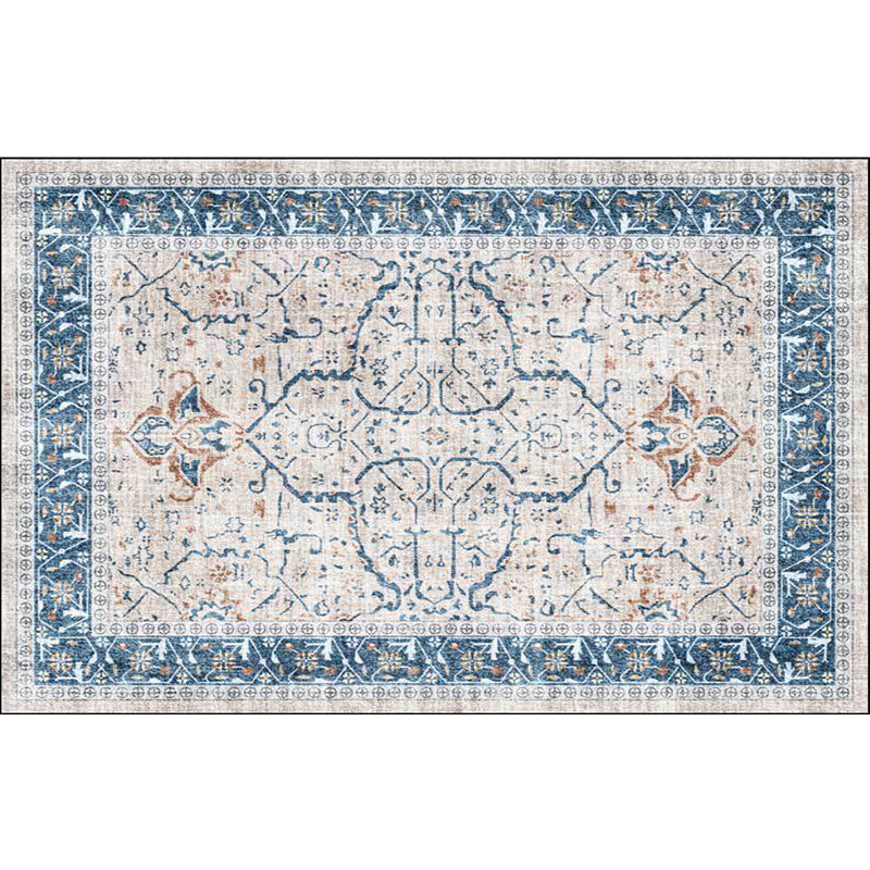 Traditional Medallion Pattern Rug Blue and Grey Tribal Rug Polyester Washable Anti-Slip Backing Area Rug for Bedroom Clearhalo 'Area Rug' 'Rugs' 'Shabby Chic' Rug' 1596828