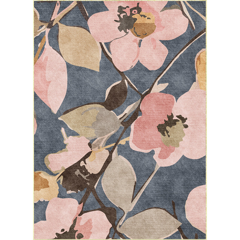 Unique Floral Pattern Rug Blue and Pink French Country Rug Polyester Washable Anti-Slip Backing Carpet for Living Room Clearhalo 'Area Rug' 'French Country' 'Rugs' Rug' 1596852