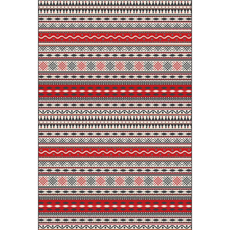 Bohemian Striped Print Rug Red Polyester Rug Machine Washable Non-Slip Area Rug for Living Room Clearhalo 'Area Rug' 'Bohemian' 'Rugs' Rug' 1596916